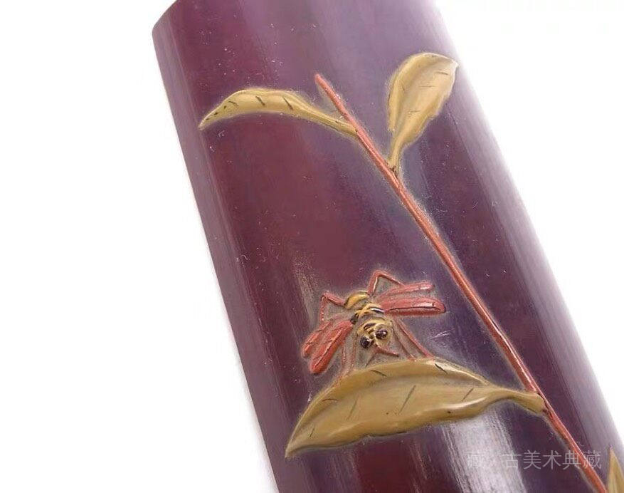 金城一国斋作 蜂桃纹漆茶合 第 3 张